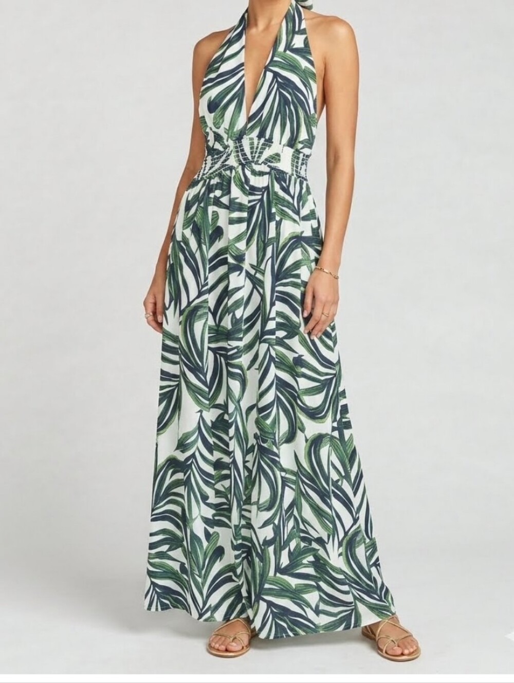 Show Me Your Mumu Green Leaf-Print Maxi Dress M